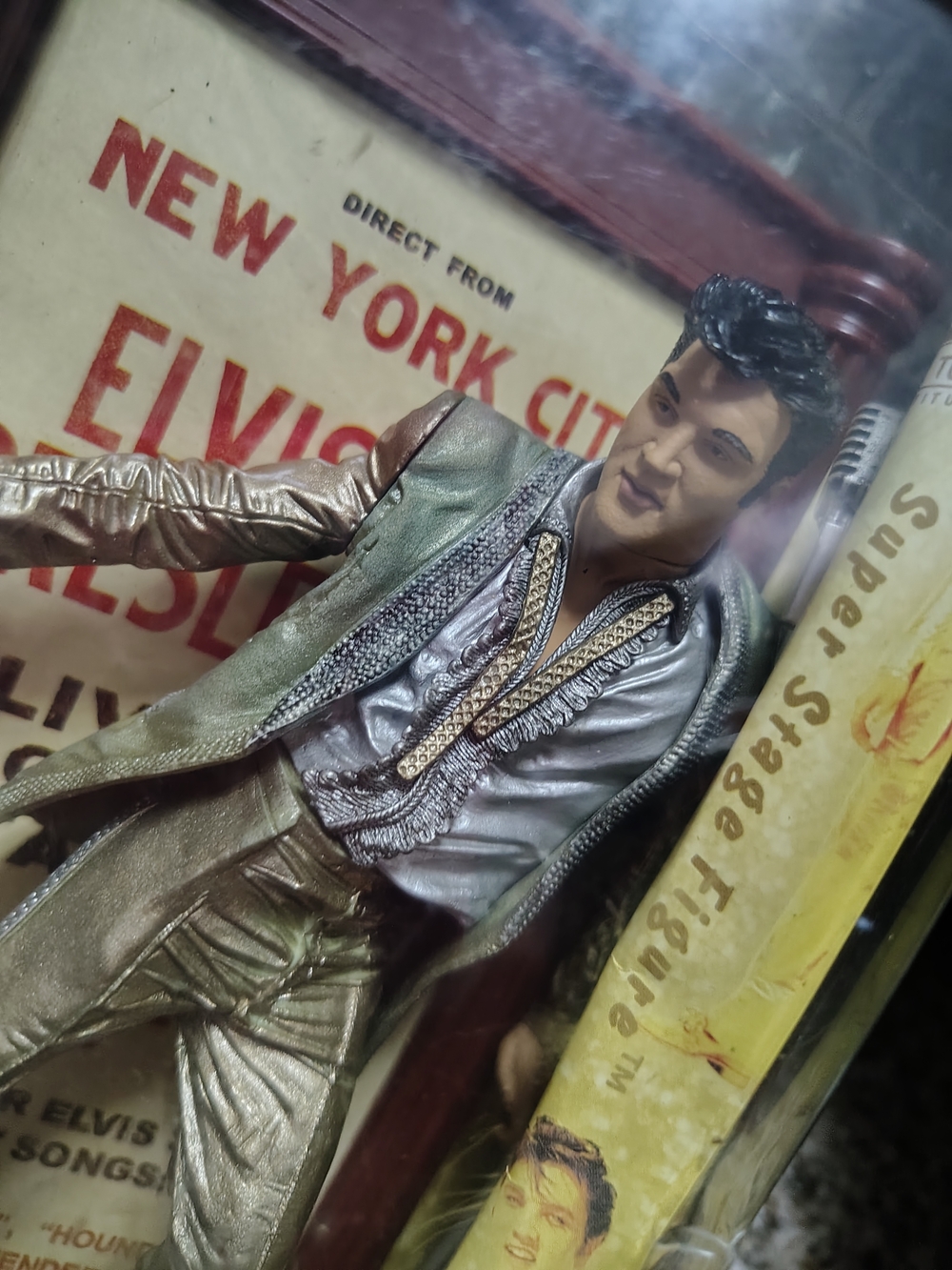 Collectible Elvis Action Figure in Metallic Green and Silver
